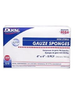 4"x4" Gauze Sponge Non-Sterile, 8 Ply, 200/pk